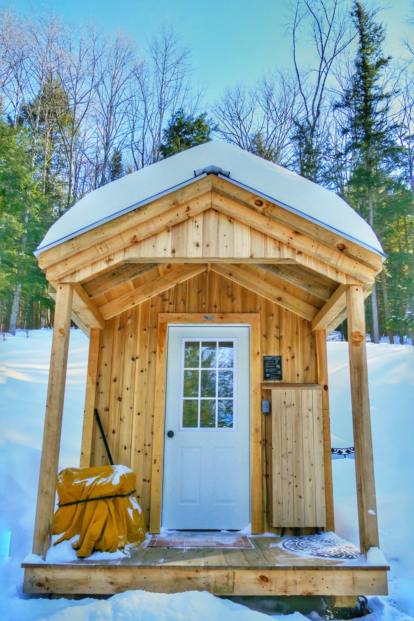 Entrance to the outdoor Finnish sauna